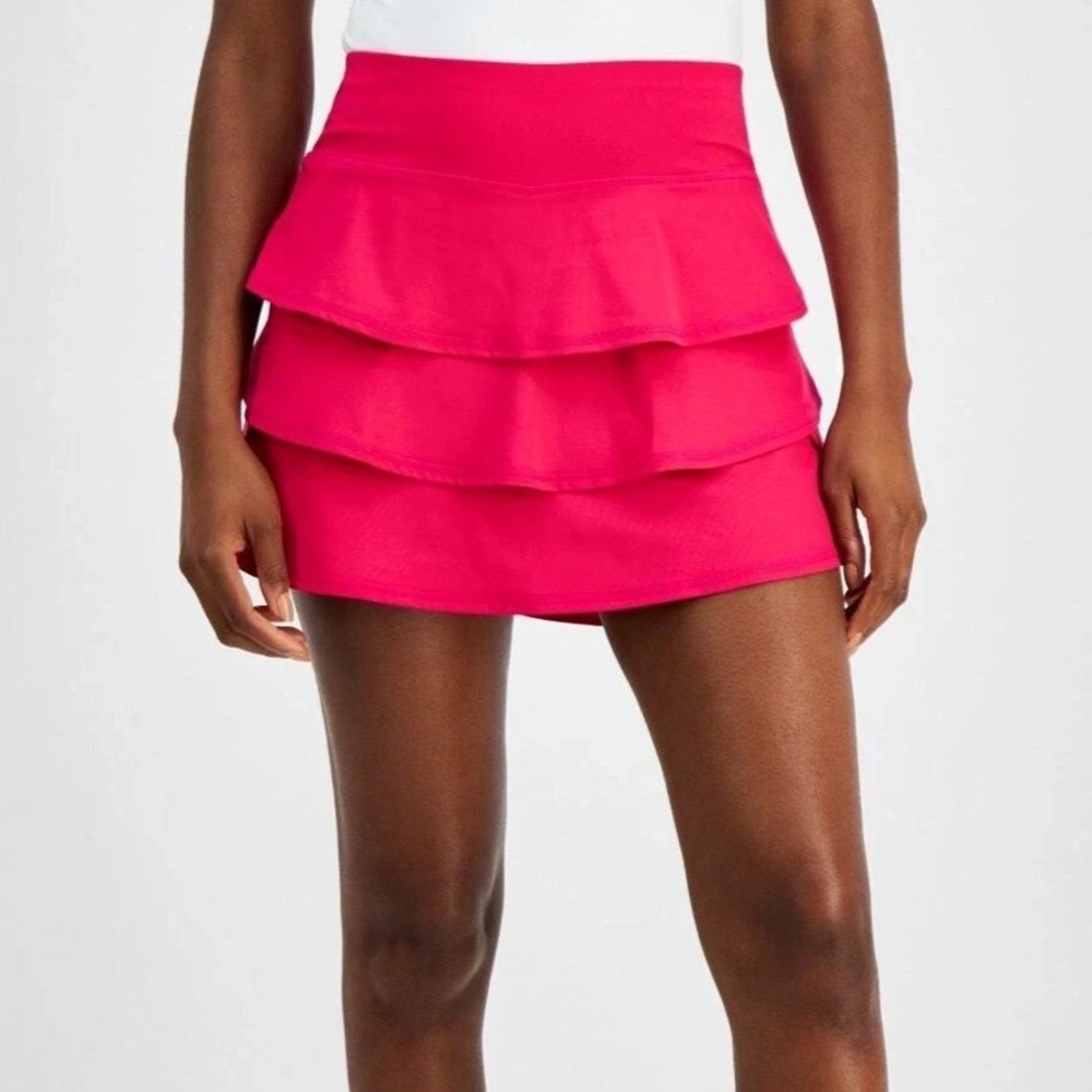 NEW ID Ideology Women's Flounce Skort Skirt Tennis Pickleball Fuschia Pink XS